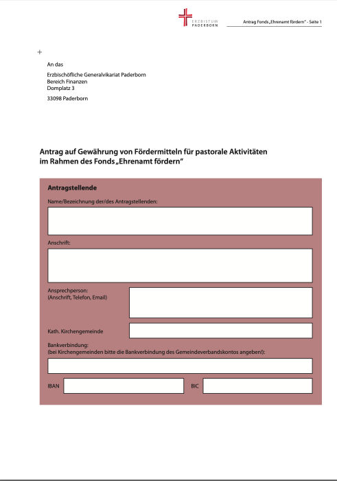 Formular Fonds Ehrenamt